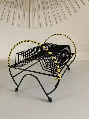 9 ⚜️ Ancien Présentoir Range Disque Vinyle Design Retro Vintage Longueur 30 Cm