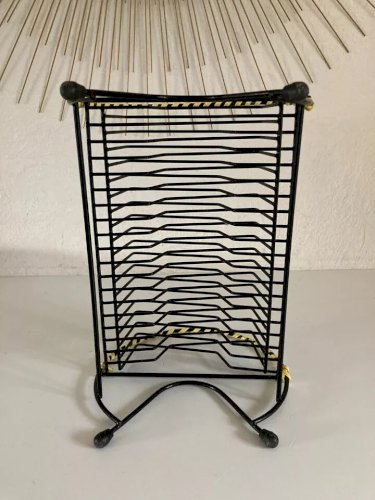 9 ⚜️ Ancien Présentoir Range Disque Vinyle Design Retro Vintage Longueur 30 Cm