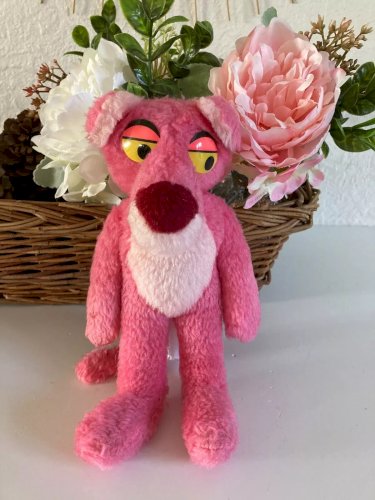 9 ⚜️ Ancienne Peluche Doudou La Panthère Rose Pink Panther Hauteur 24 Cm