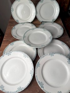 9 assiettes à entrée Saint-Amand en terre de fer