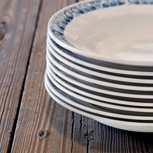 9 assiettes anciennes terre de fer signées Longchamp Marcel