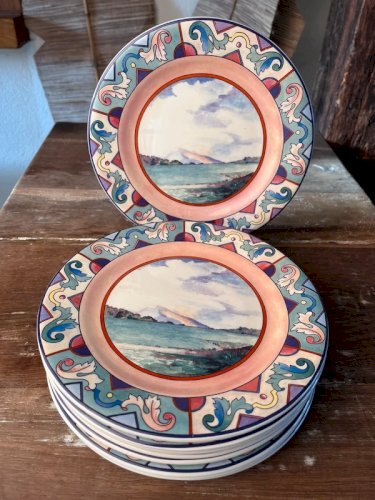 9 assiettes Gien modèle Ottoman 22cm