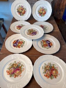 9 antique porcelain dinner plates