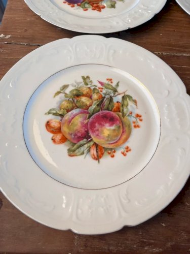 9 assiettes plates en porcelaine ancienne