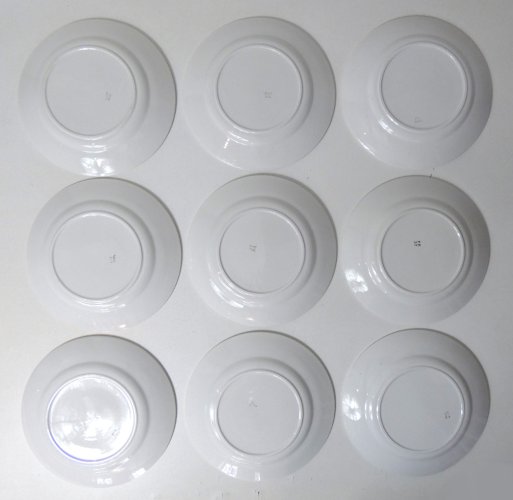 9 assiettes plates FB Digoin rose