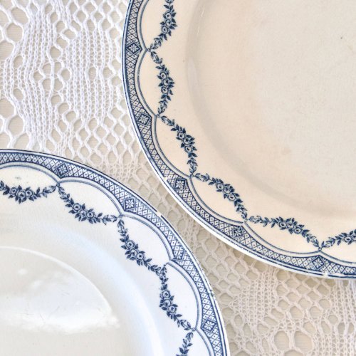 9 assiettes plates XIXe terre de fer Salins Petit Trianon