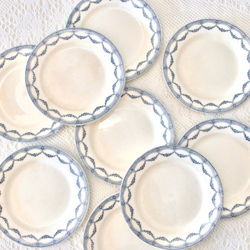 9 assiettes plates XIXe terre de fer Salins Petit Trianon
