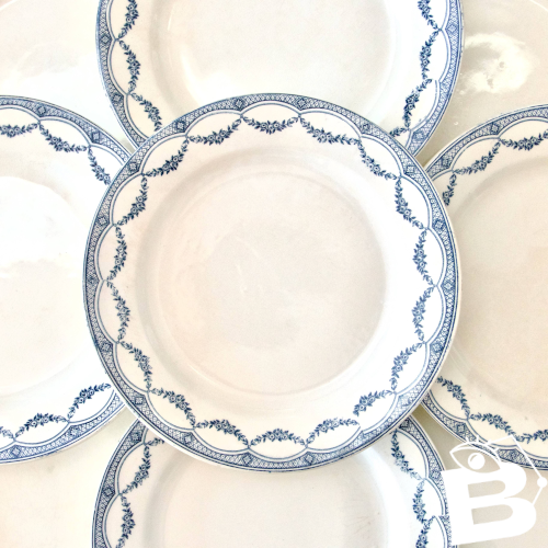 9 assiettes plates XIXe terre de fer Salins Petit Trianon