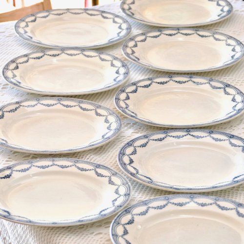 9 assiettes plates XIXe terre de fer Salins Petit Trianon