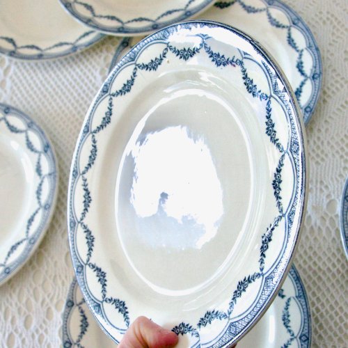 9 assiettes plates XIXe terre de fer Salins Petit Trianon