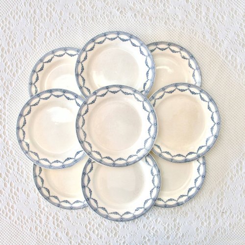 9 assiettes plates XIXe terre de fer Salins Petit Trianon