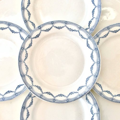 9 assiettes plates XIXe terre de fer Salins Petit Trianon