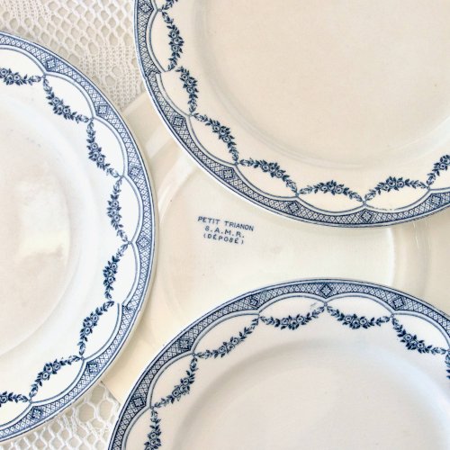 9 assiettes plates XIXe terre de fer Salins Petit Trianon