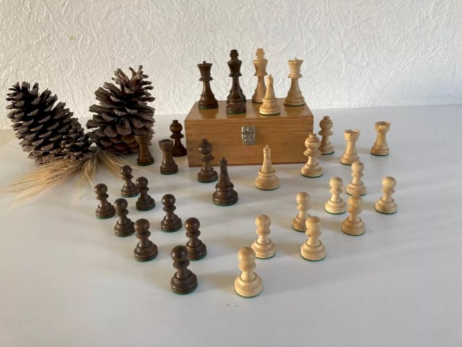 9 ⚜️ Beaux Pions Pieces Jeu D'échecs en Bois Feutré + Boite de Rangement en Bois