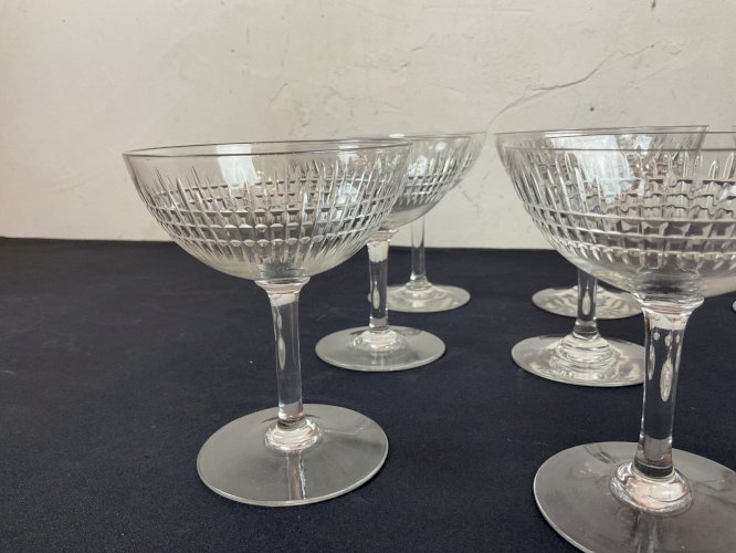 9 coupes à champagne cristal BACCARAT modèle NANCY 11,5 cm - Service Table Verre