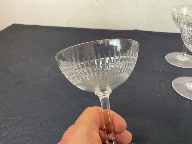 9 coupes à champagne cristal BACCARAT modèle NANCY 11,5 cm - Service Table Verre