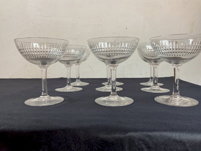 9 coupes à champagne cristal BACCARAT modèle NANCY 11,5 cm - Service Table Verre
