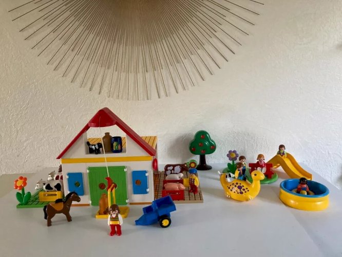 9 ⚜️ Jouet D'éveil Lot Playmobil 123 La Grande Ferme Réf: 6750