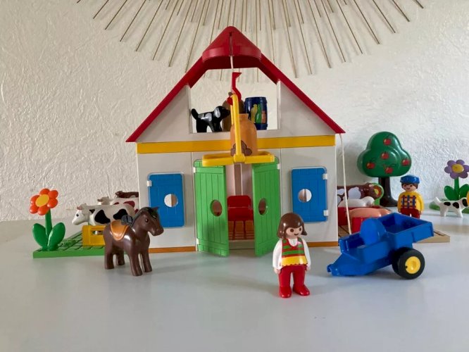 9 ⚜️ Jouet D'éveil Lot Playmobil 123 La Grande Ferme Réf: 6750