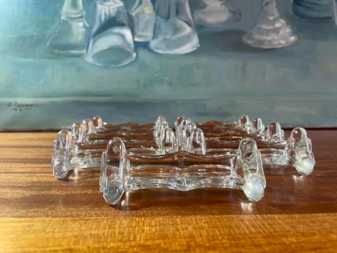 9 portes couteaux anciens en verre moulé Portieux