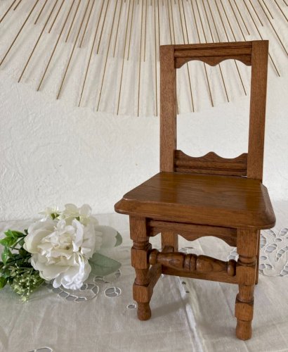 924⚜️ Ancien Mobilier De Poupée Petite Chaise en Bois Vintage Hauteur 31 Cm