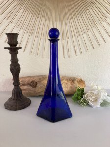 924⚜️ Vintage Blue Glass Bottle Height 32 Cm