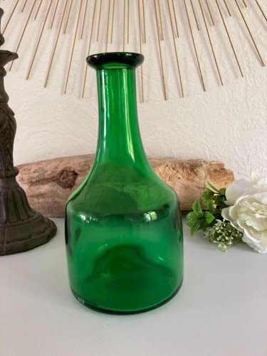 924⚜️ Ancienne Bouteille en Verre Verte Publicitaire Elf Vintage Hauteur 23 Cm