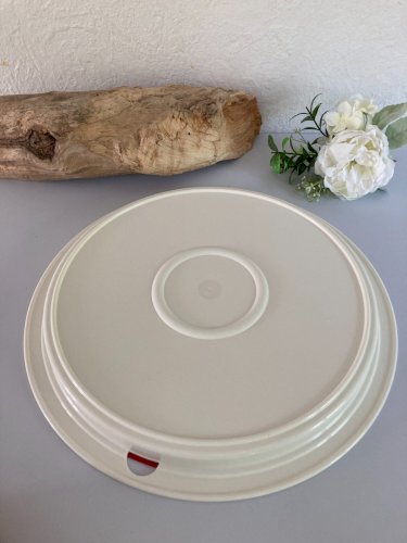 924⚜️ Tupperware Plat de Service Plateau Apéritif Blanc & Rouge Ø 37 Cm