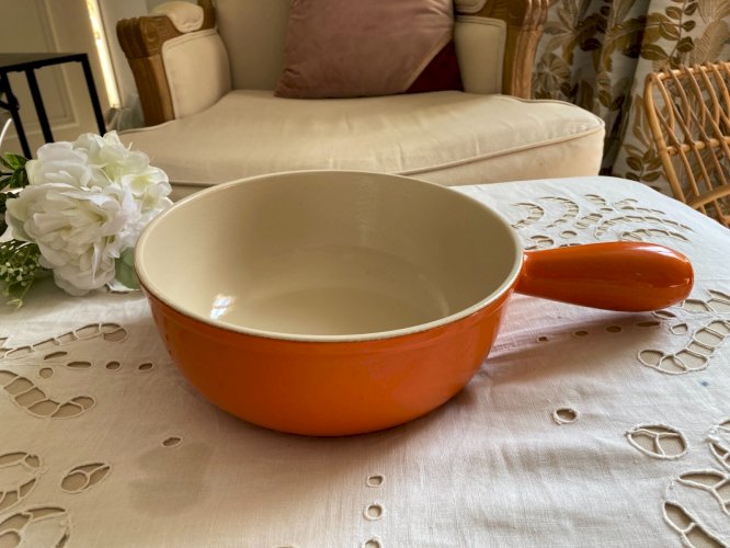 924A⚜️ Ancien Caquelon Poêlon Casserole Le Creuset 22 Made In France Vintage