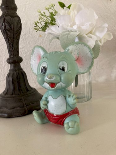 924⚜️Ancien Jouet Pouet Pouet Tom et Jerry Metro Goldwyn Mayer Vintage H 12 Cm