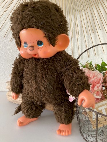 924⚜️Ancienne Grande Peluche Doudou Le Kiki Le Vrai Ajena Hauteur  40 Cm Vintage