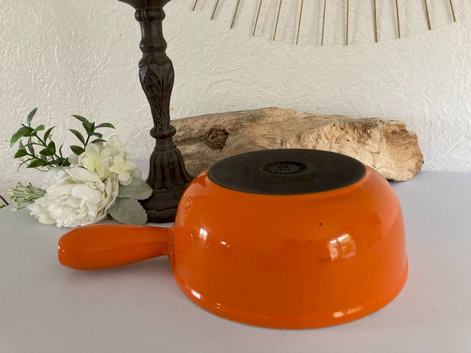 924B⚜️ Ancien Caquelon Poêlon Casserole Le Creuset 22 Made In France Vintage