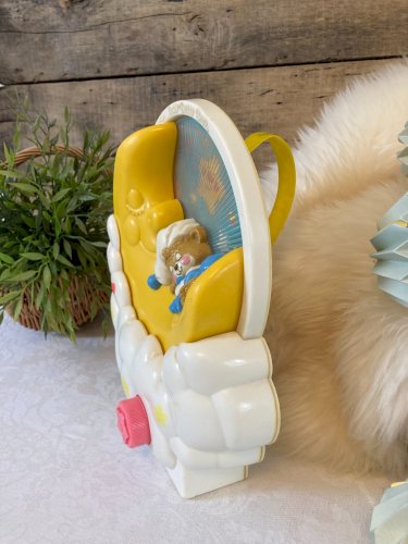 925⚜️ Ancien Jouet Boîte à Musique Lit Bébé Fisher Price Teddy Beddy Bear
