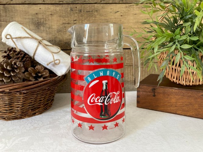 925⚜️ Ancien Pichet Broc en Verre Coca-Cola Hauteur 21 Cm Vintage France 1997
