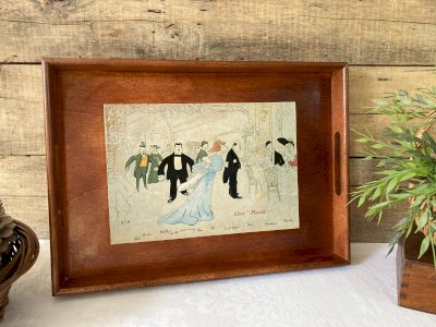 925⚜️ Vintage Maxim's Wooden Tray Length 43 Cm