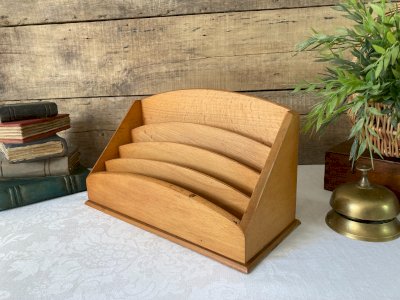 925⚜️ Antique Wooden Letter Rack Vintage Office Mail Organizer