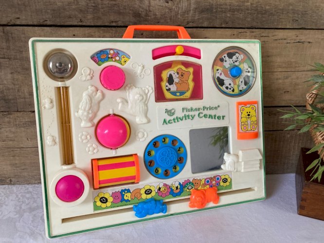 925⚜️ Ancien Tableau D'activité et D'éveil Fisher Price Vintage Authentique