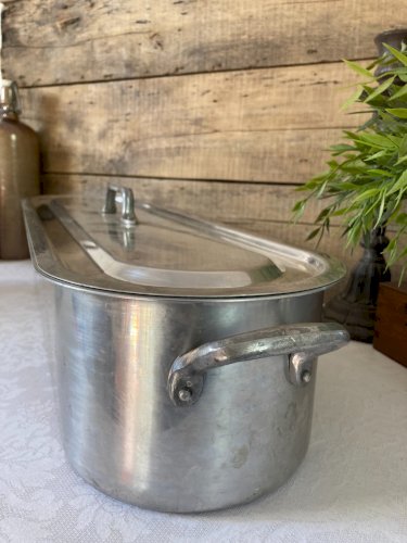 925⚜️ Ancienne Grande Poissonnière en Aluminium Vintage Longueur 62 Cm