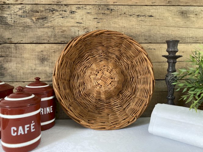 925⚜️ Déco Ancien Panier Rond à Pain Couronne Corbeille De Boulanger Ø 35 Cm