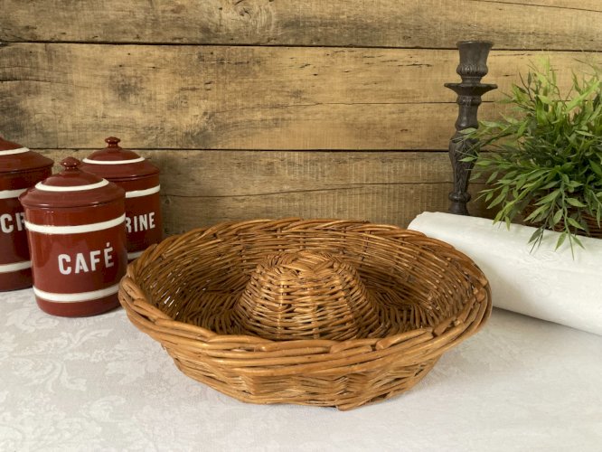925⚜️ Déco Ancien Panier Rond à Pain Couronne Corbeille De Boulanger Ø 35 Cm