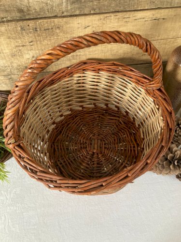 925⚜️ Décoration Grand Panier en Osier Rond Avec Anse Déco Hauteur 20 Cm