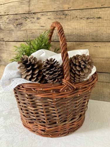 925⚜️ Décoration Grand Panier en Osier Rond Avec Anse Déco Hauteur 20 Cm