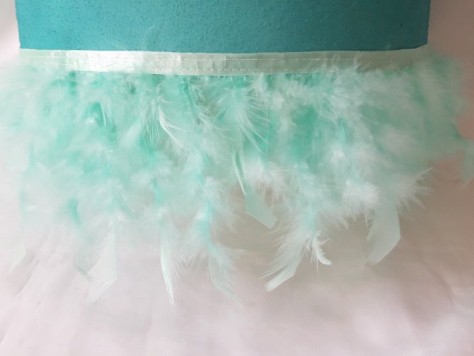 Abat-jour bleu-vert à plumes - Création pièce unique