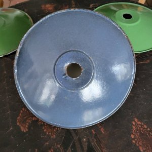 Blue enamelled sheet metal lampshade
