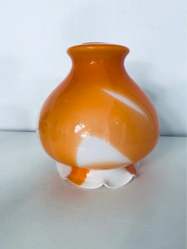 Abat-jour Globe Tulipe en Verre Orange et Blanc Vintage 1970 Space Age