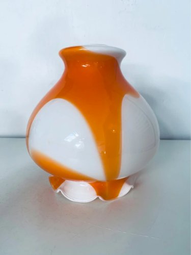 Abat-jour Globe Tulipe en Verre Orange et Blanc Vintage 1970 Space Age