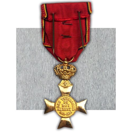 ABL : CROIX VÉTÉRANS 1909-1934 ALBERT 1ER - FISCH - 3 PALMES - ORIGINAL