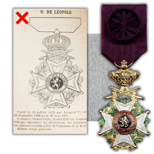 ABL : ORDRE DE LEOPOLD 1er OFFICIER AVEC GLAIVES XX ORIGINAL