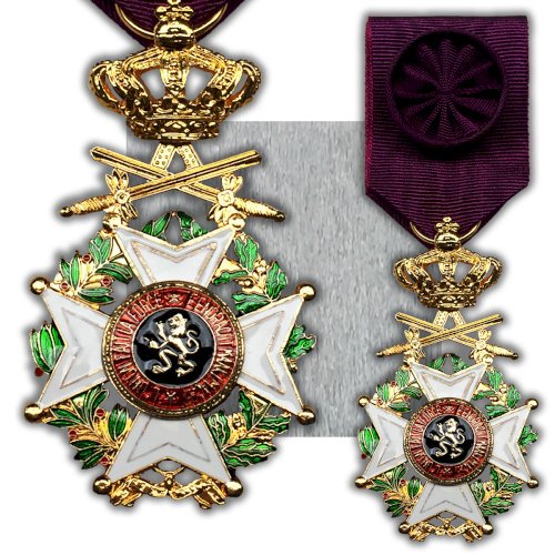 ABL : ORDRE DE LEOPOLD 1er OFFICIER AVEC GLAIVES XX ORIGINAL