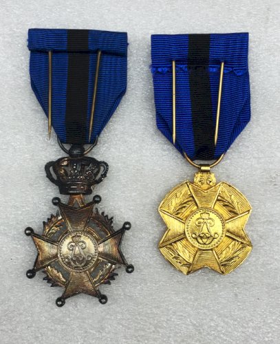 ABL : RARE 2 ORDRES LEOPOLD II MÉDAILLE D'OR + CHEVALIER - 2 DEVISES ORIGINAL